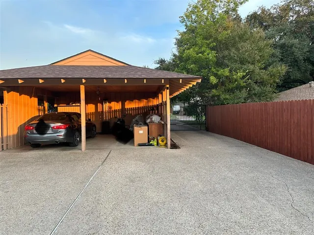 a view of a car parked in garage
