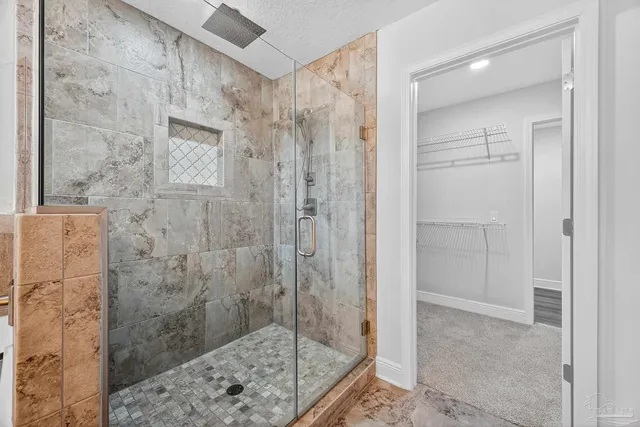 a bathroom with a shower