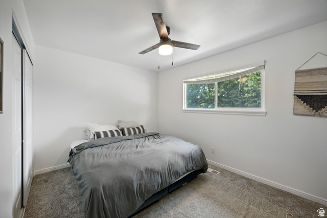 495 North 250 West Springville, UT 84663 - Photo 13 of 35 Carpeted bedroom with a closet and ceiling fan