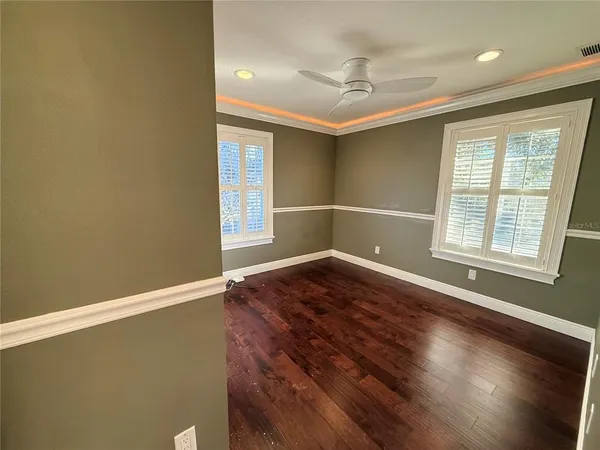 a view of livingroom with wooden floor