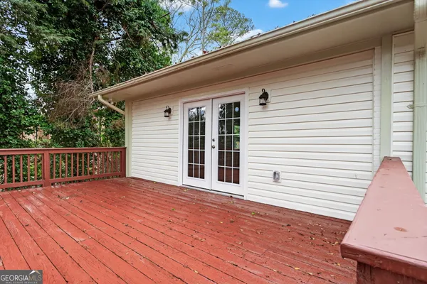 a view of a wooden deck