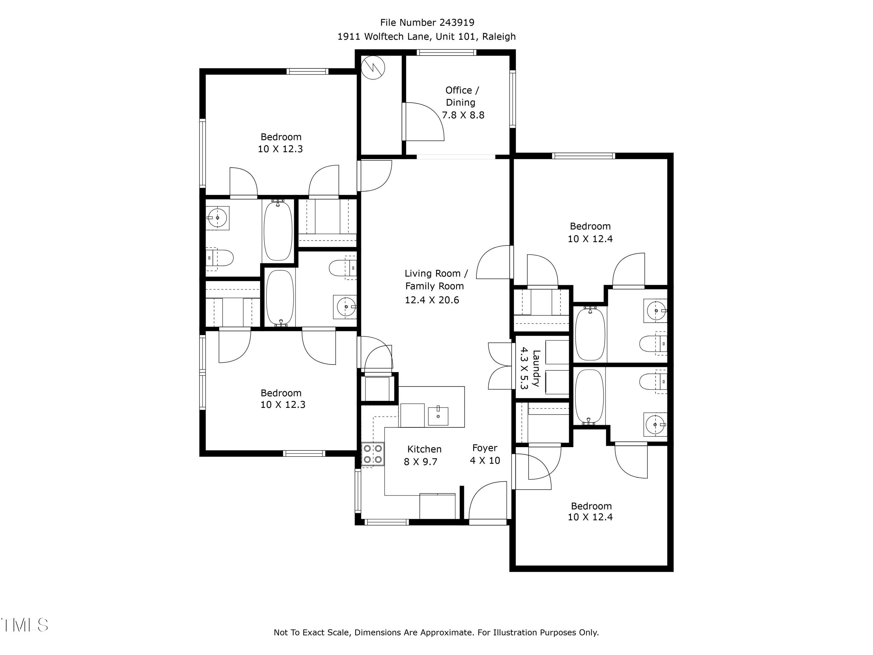 1911 Wolf Tech Lane, Unit 101 Raleigh, NC 27603 - Photo 17 of 17 Room Layout