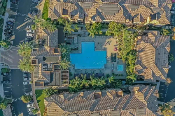 an aerial view of a house