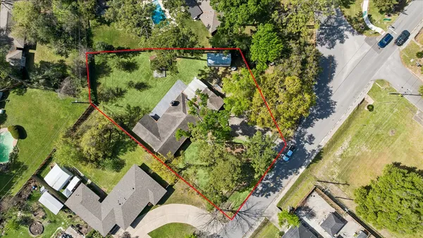 an aerial view of a house