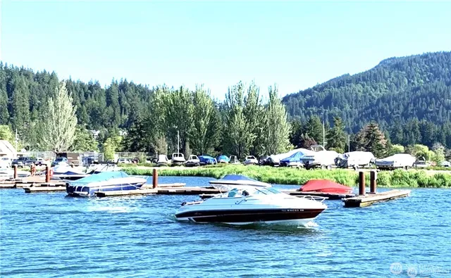 a view of swimming pool with lawn chairs and couches