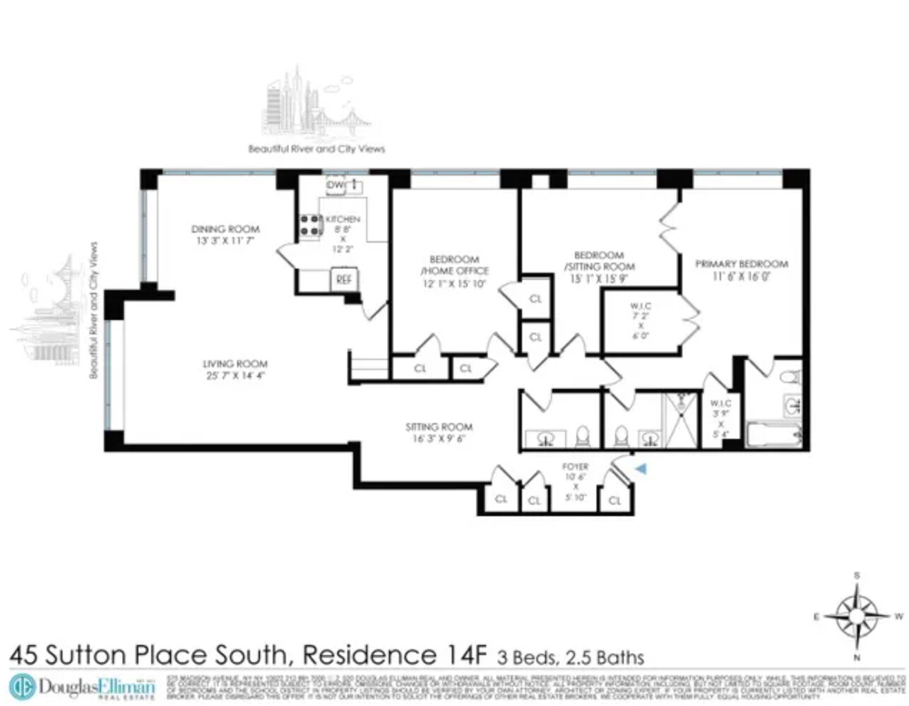 45 Sutton Place South, Unit 14F Manhattan, NY 10022 - Photo 20 of 20 a picture of a floor plan