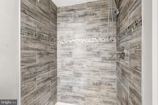 a brick building with a shower