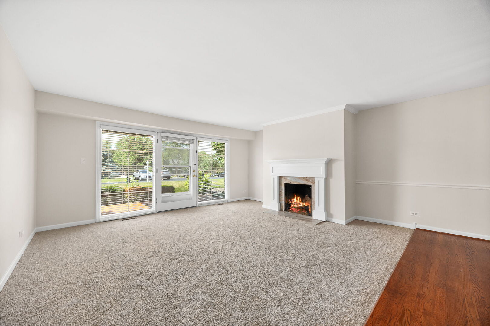 124 Carriage Way Drive, Unit B109 Burr Ridge, IL 60527 - Photo 12 of 31 a view of an empty room with a window and fireplace