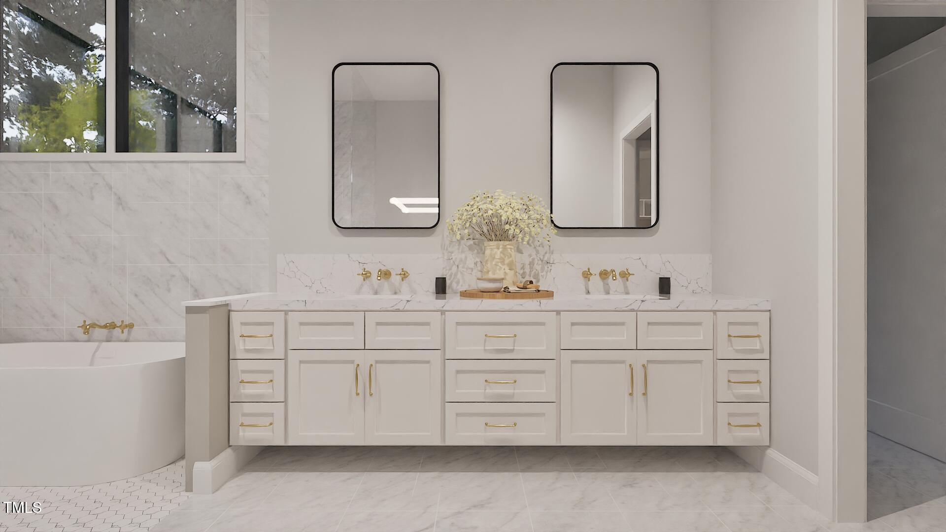 429 Shinleaf Pond Trail Raleigh, NC 27614 - Photo 15 of 31 a bathroom with a double vanity sink mirror and