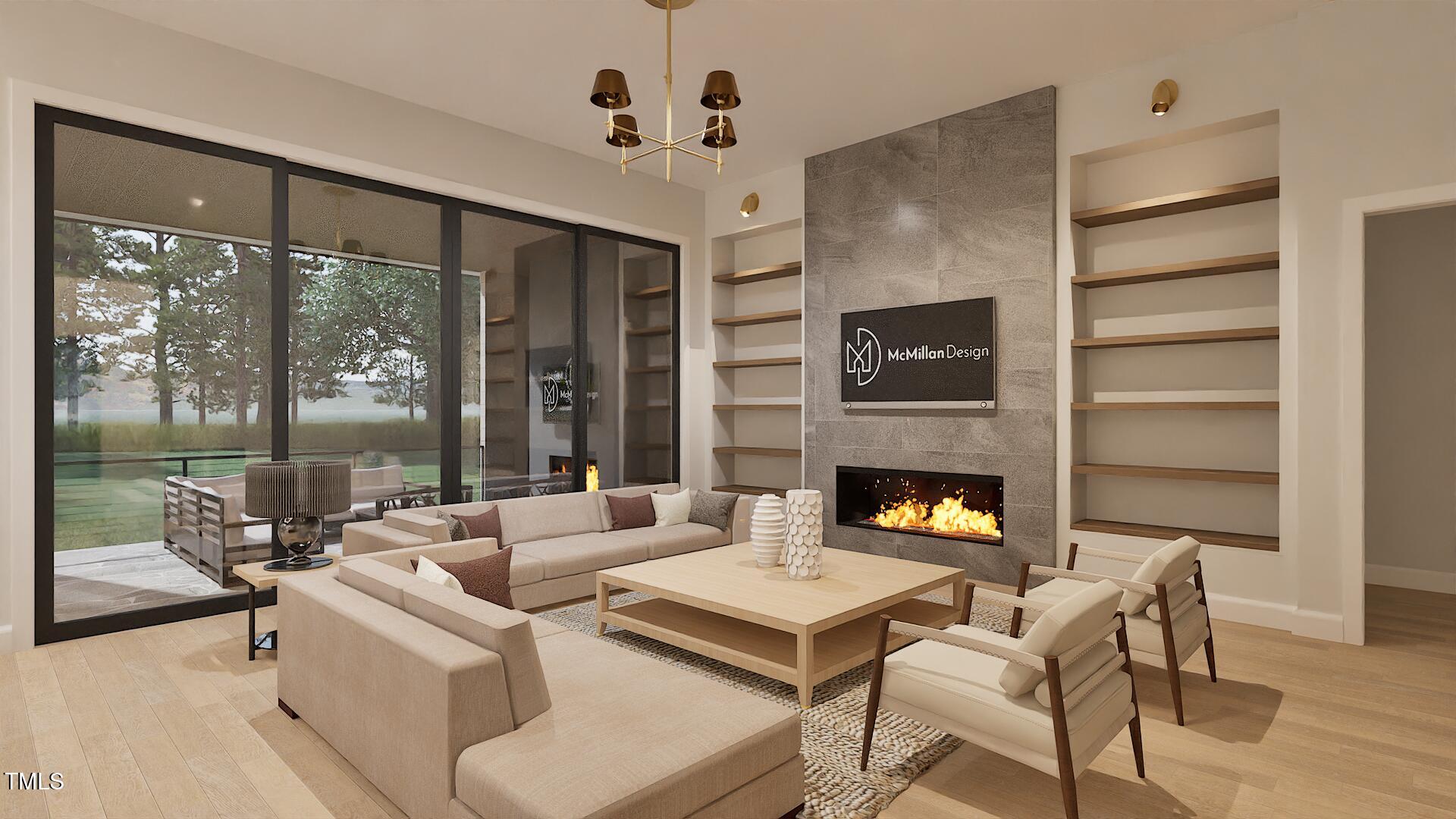 429 Shinleaf Pond Trail Raleigh, NC 27614 - Photo 7 of 31 a living room with fireplace furniture and a large window