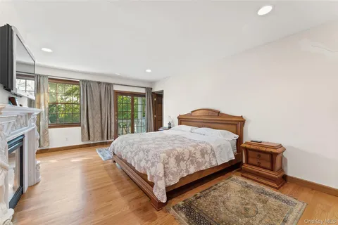 a spacious bathroom with a double vanity sink and a mirror