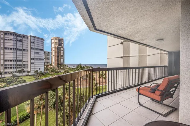 a balcony with city view