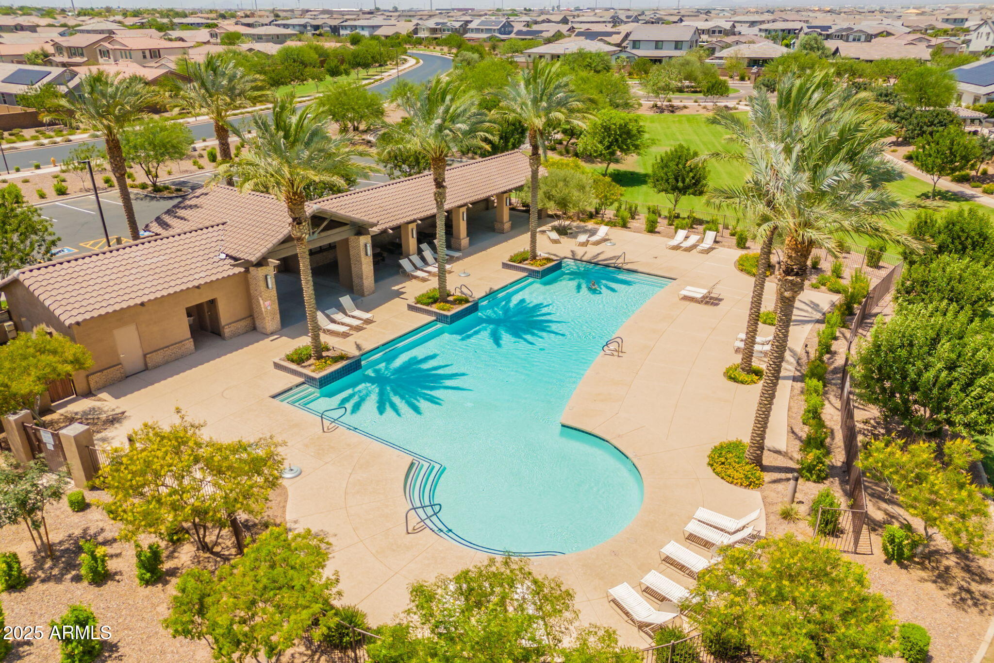 22863 East Russet Road Queen Creek, AZ 85142 - Photo 71 of 77 an aerial view of a house with a swimming pool