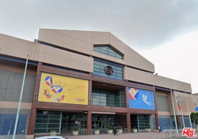 a view of the a large building with large windows