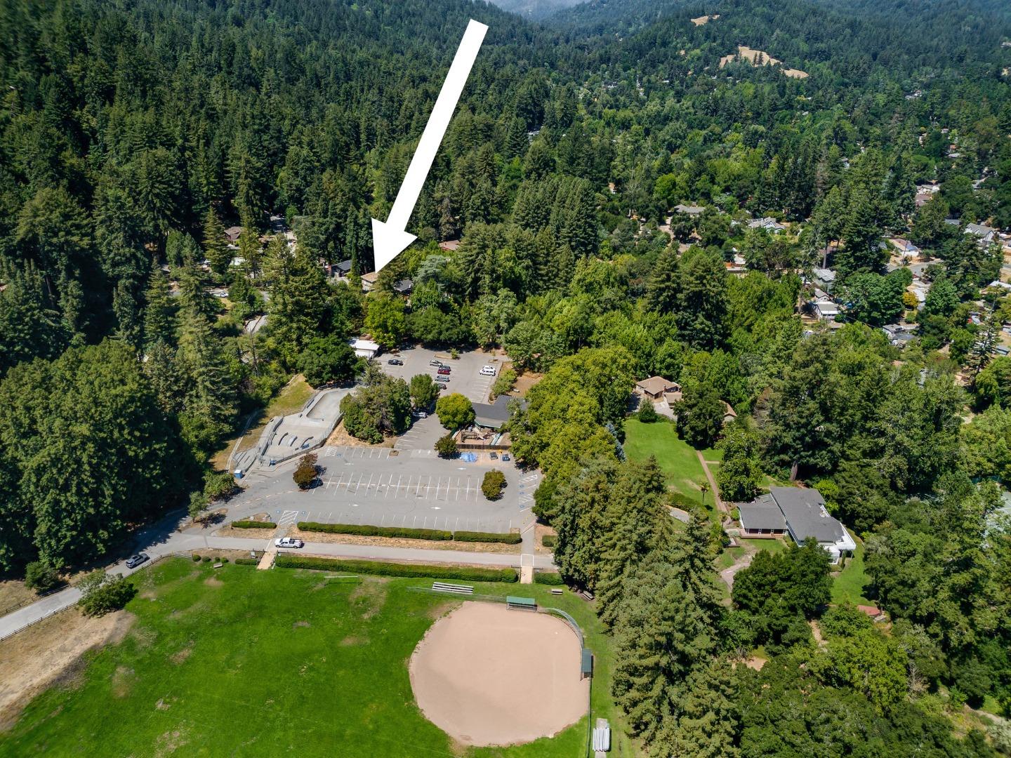 115 Shadowbrook Road Ben Lomond, CA 95005 - Photo 41 of 51 an aerial view of residential house with outdoor space and trees all around