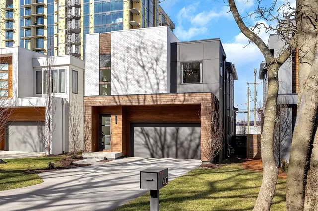 a view of a building with a door and a window