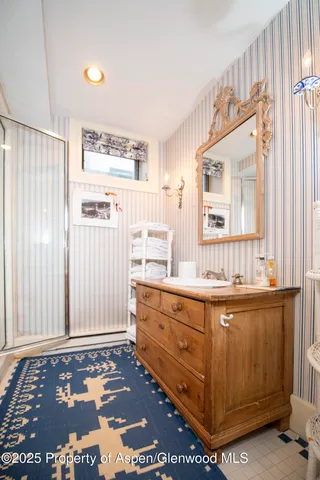 a bathroom with a shower