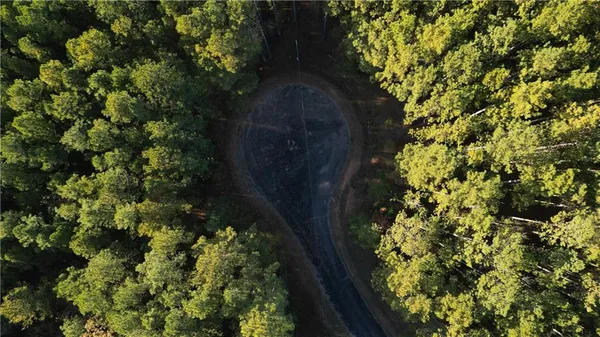 a backyard of a house with lots of trees