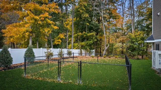 a view of a chairs and table in the garden