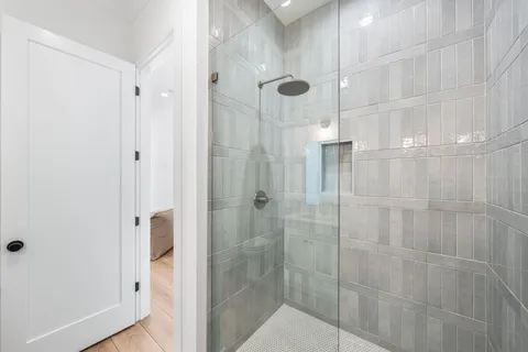 a view of an empty walk in closet