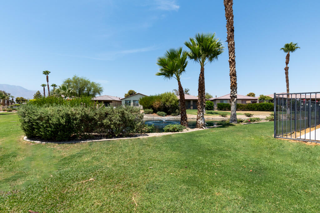 49635 Wayne Street Indio, CA 92201 - Photo 17 of 21 a view of a yard with a fountain and a big yard