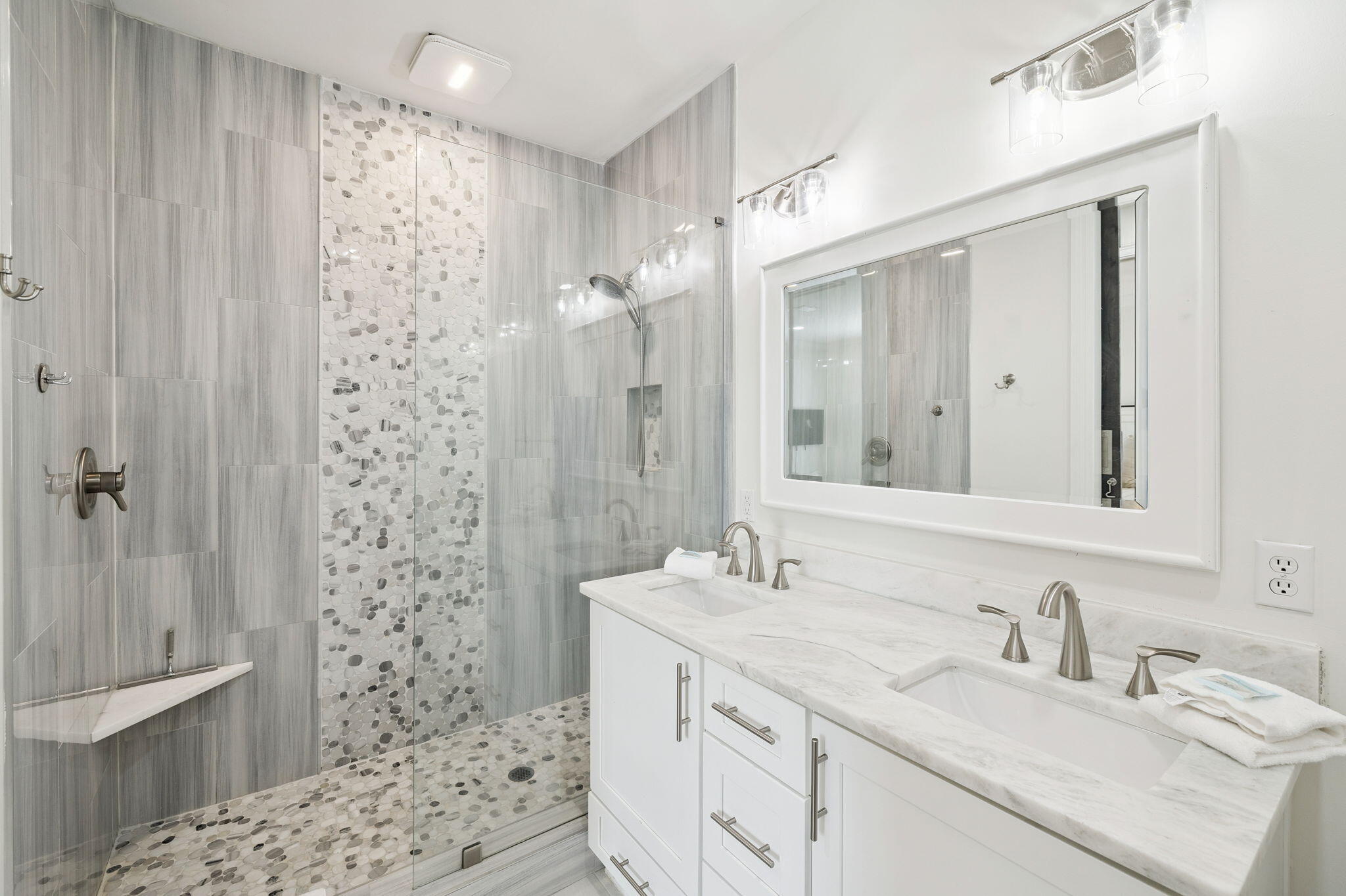 454 Beach Bike Way Inlet Beach, FL 32461 - Photo 37 of 45 a bathroom with a double vanity sink mirror and shower