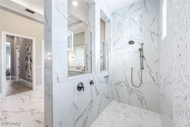a bathroom with a shower