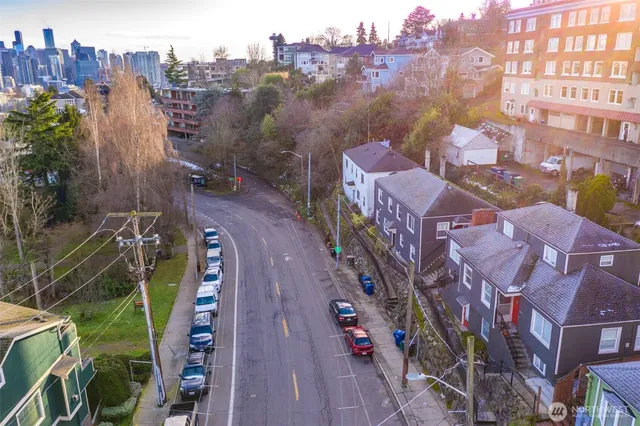 a view of a city with tall buildings