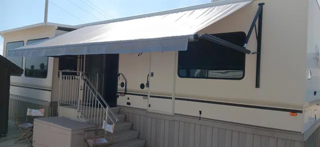 a view of a lake with a yard