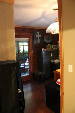 a view of a park with swings