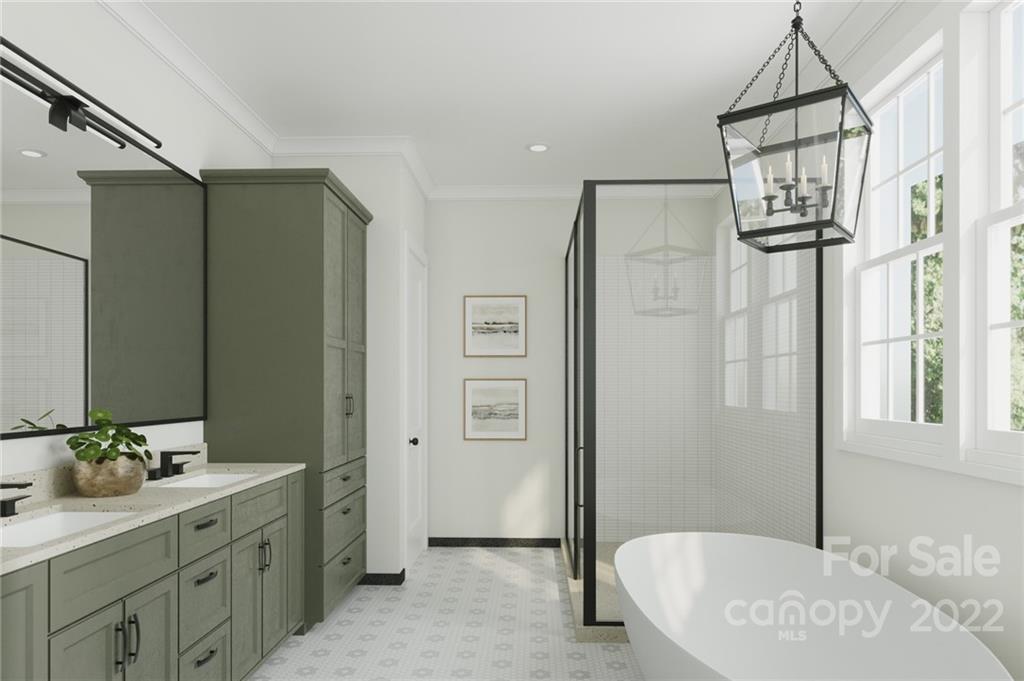 609 Lochridge Road Charlotte, NC 28209 - Photo 14 of 14 a bathroom with a granite countertop sink mirror and a bathtub