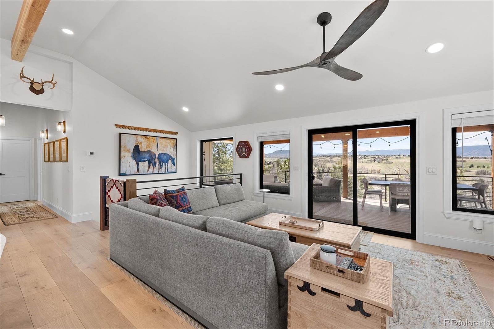 3303 West Wolfensberger Road Sedalia, CO 80135 - Photo 16 of 36 a living room with furniture and large windows