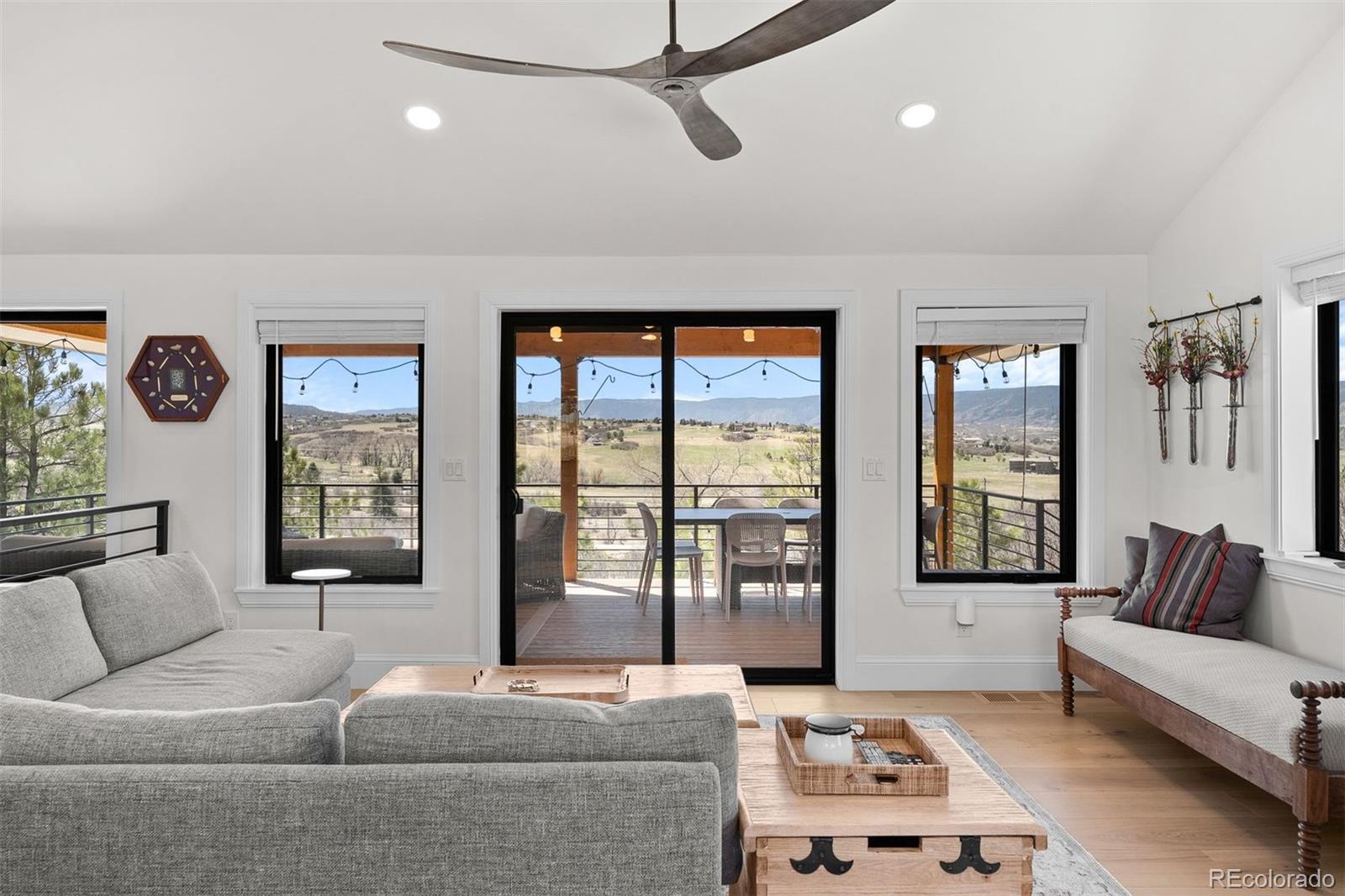 3303 West Wolfensberger Road Sedalia, CO 80135 - Photo 8 of 36 a living room with furniture and large windows