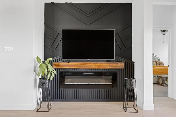 a close view of fireplace