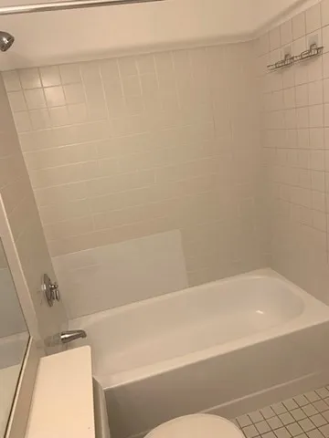a bathroom with a bathtub