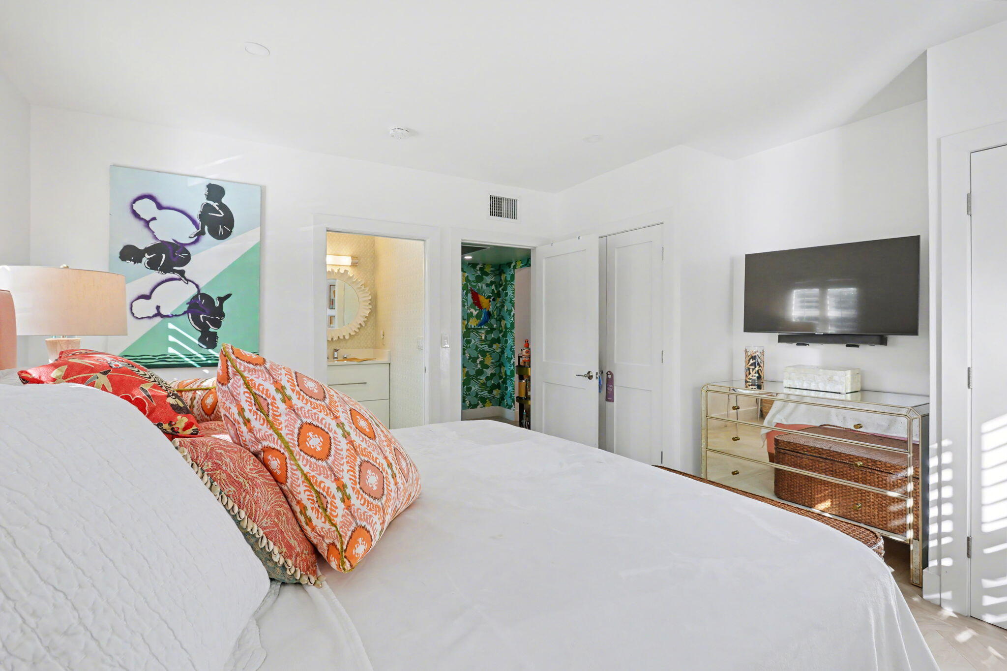 202 Gleason Street, Unit 3 Delray Beach, FL 33483 - Photo 18 of 34 a bedroom with a bed and a flat screen tv