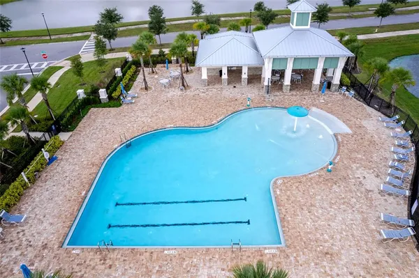 an aerial view of a house