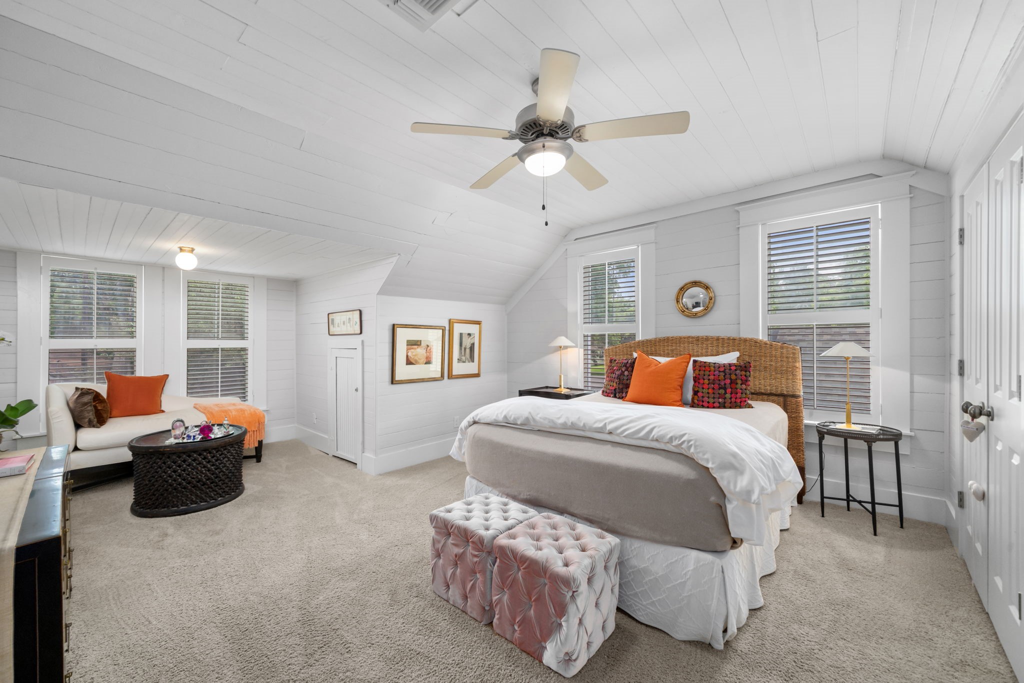 722 Jackson Street Columbus, TX 78934 - Photo 35 of 45 a bedroom with a bed and wooden floor