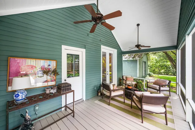 a view of a yard with a tree