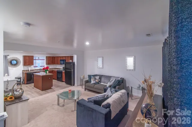 a living room with furniture and a couch