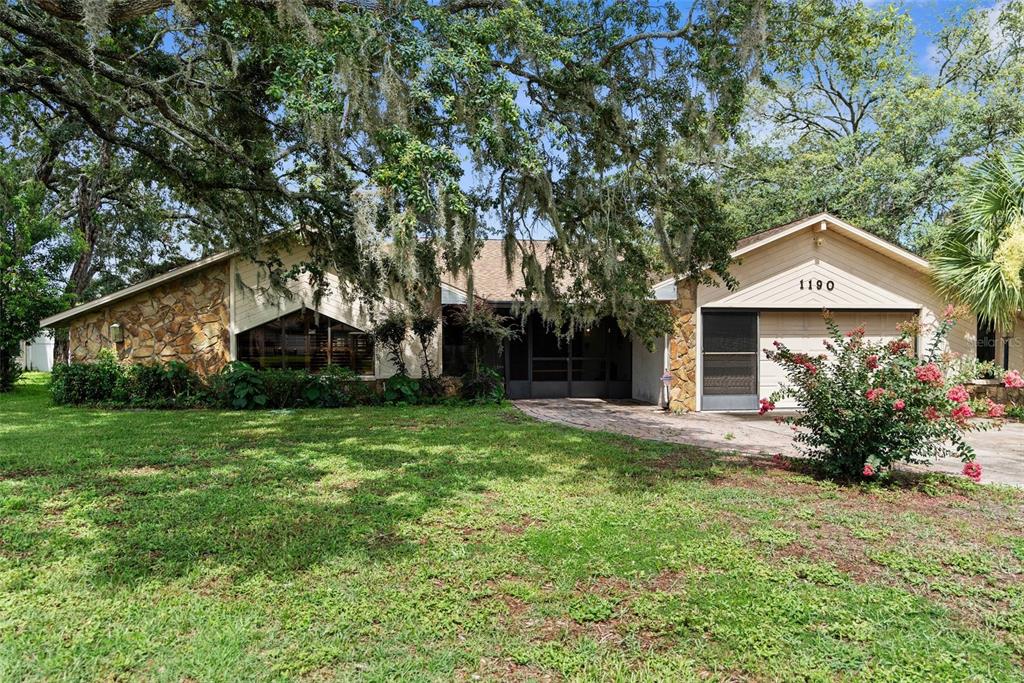 1190 Newcomb Avenue Spring Hill, FL 34608 - Photo 1 of 1 a front view of a house with a yard and trees