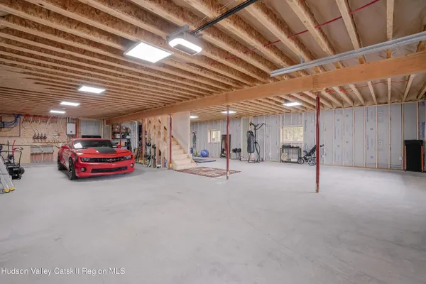 a view of a garage with furniture
