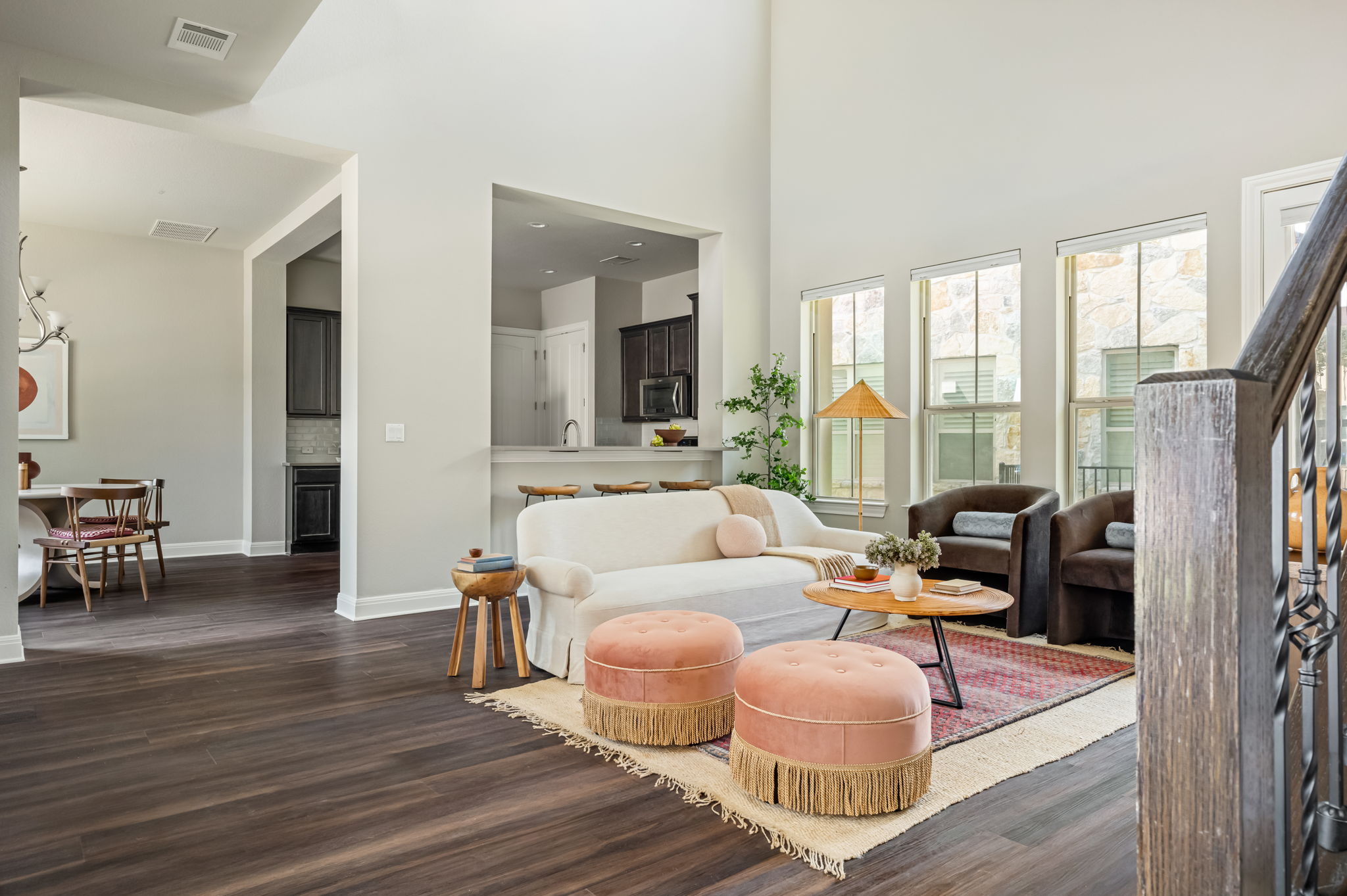 2516 Hopsack Mills Road Austin, TX 78748 - Photo 3 of 39 Great room with high ceilings, dark wood-finish flooring, and multiple windows