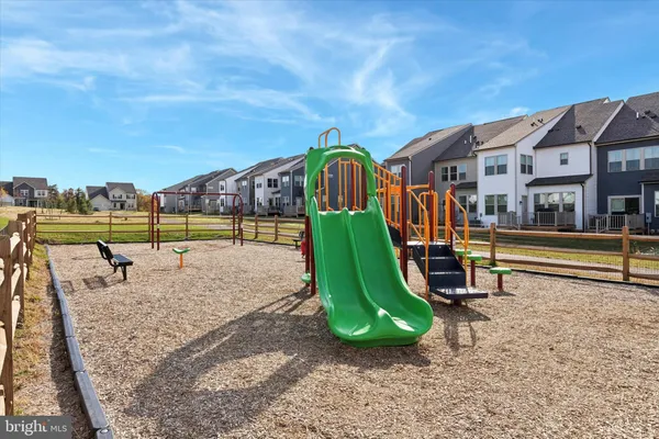 a view of a park with slide