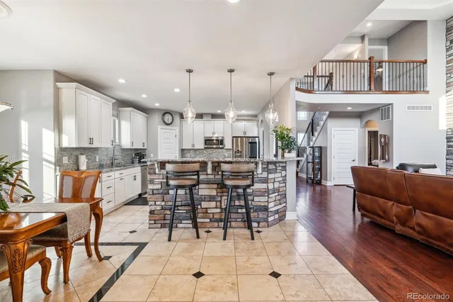 a view of a dining area with furniture
