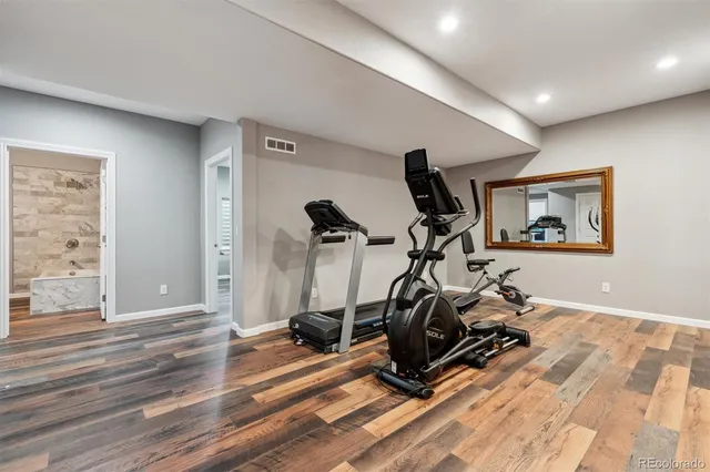 a view of a room with gym equipment