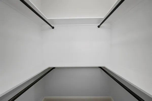 a view of small space with racks on the wall