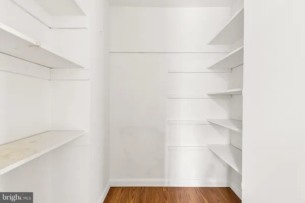 a view of an empty walk in closet