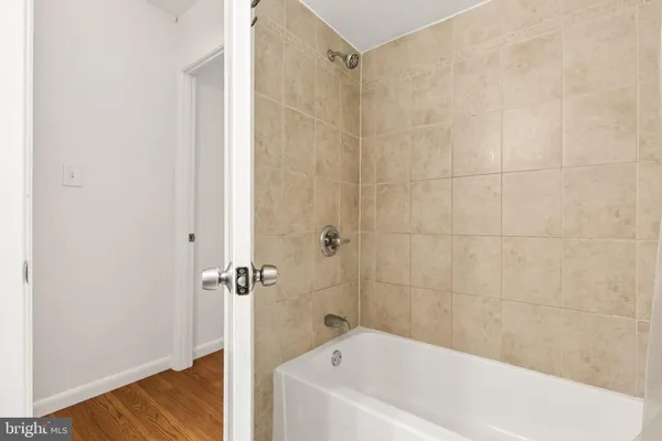 a bathroom with a bathtub