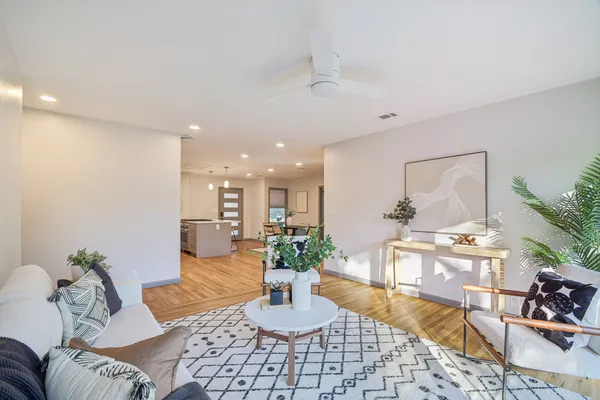a living room with furniture